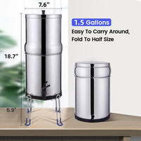 NSF/ANSI 42 & 372 1.5 gallons Filtre à eau par gravité portable en acier inoxydable Filtre par gravité