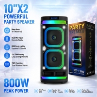 CSL-1016 Dual 10 Zoll Party-Lautsprecher mit RGB-LED-Ringlicht, tragbar, für Karaoke, für Outdoor- und Heimpartys