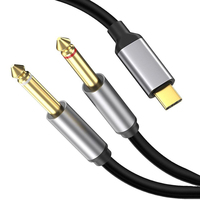 Xput Tip C - Çift 6.35MM Y Splitter Ses Enstrüman Kablosu USB C - Çift 6.35MM Kablo Telefon Dizüstü Bilgisayar Müzik Cihazlarını Bağlamak İçin