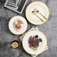 Assiettes jetables en plastique de 7,5 à 10,25 pouces, vaisselle de fête de qualité supérieure avec bord doré, assiettes à salade de fruits, décorations de mariage de qualité alimentaire