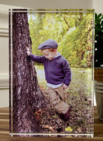 Bloc photo personnalisé en acrylique transparent écologique avec motif floral, impression UV personnalisée, cadre photo familial sans cadre pour bureau