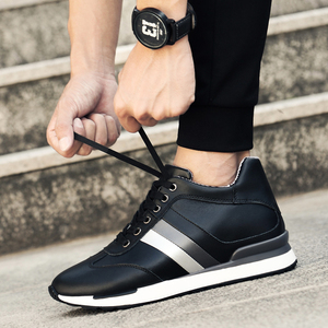 Men's Four Seasons Casual <b>Shoes</b> 8cm Invisible <b>Height</b> <b>Increase</b> Breathable Mesh Lining Youth Versatile Sports Cowhide White - Product Image 5