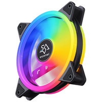 Ventilador para Caja de PC SNOWMAN DF120-ARGB-BK de 120 mm, Negro, ARGB, 45 CFM, Luz Dual Halo, PWM, Rodamiento Hidráulico, 5V, 3 Pines, Sincronización, Venta al por Mayor