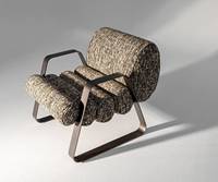 Fauteuil d'appoint moderne en tissu bouclé avec structure géométrique en métal doré et argenté pour salon, hôtel, villa