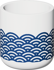 Ceramic Art Candle <b>Jar</b> Cylinder Shape Blue Geometric Pattern Minimalist Style Home Decoration - Product Image 4