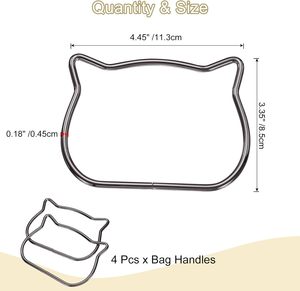 Uxcell Pcs Metal Purse Handle <b>Cat</b> Head Handbag <b>Ring</b> Buckle Bag Handle Replacement For DIY Handmade Woven Bag Luggage Hardware Ac - Product Image 2