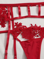 Ensemble de lingerie super sexy avec jarretelles et haut à fleurs style T