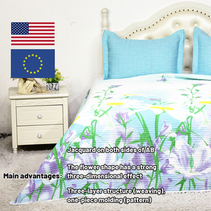 Nữ Hoàng Kích Thước Chăn Bìa Thiết Lập Cổ Điển Khâu Chắp Vá Thiết Kế Cho Phong Cách Bộ Đồ Giường-In Mô Hình + Jacquard Kỹ Thuật - Product Image 2