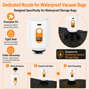 Portable digital display air <b>pump</b>, <b>battery</b>-powered, specially designed for use in hiking waterproof bags - Product Image 2