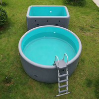 Piscine Spa Gonflable Durable et Écologique en Matière Drop Stitch + PVC, Portable et Pliable, Design Rectangulaire pour Jardin et Cour Arrière