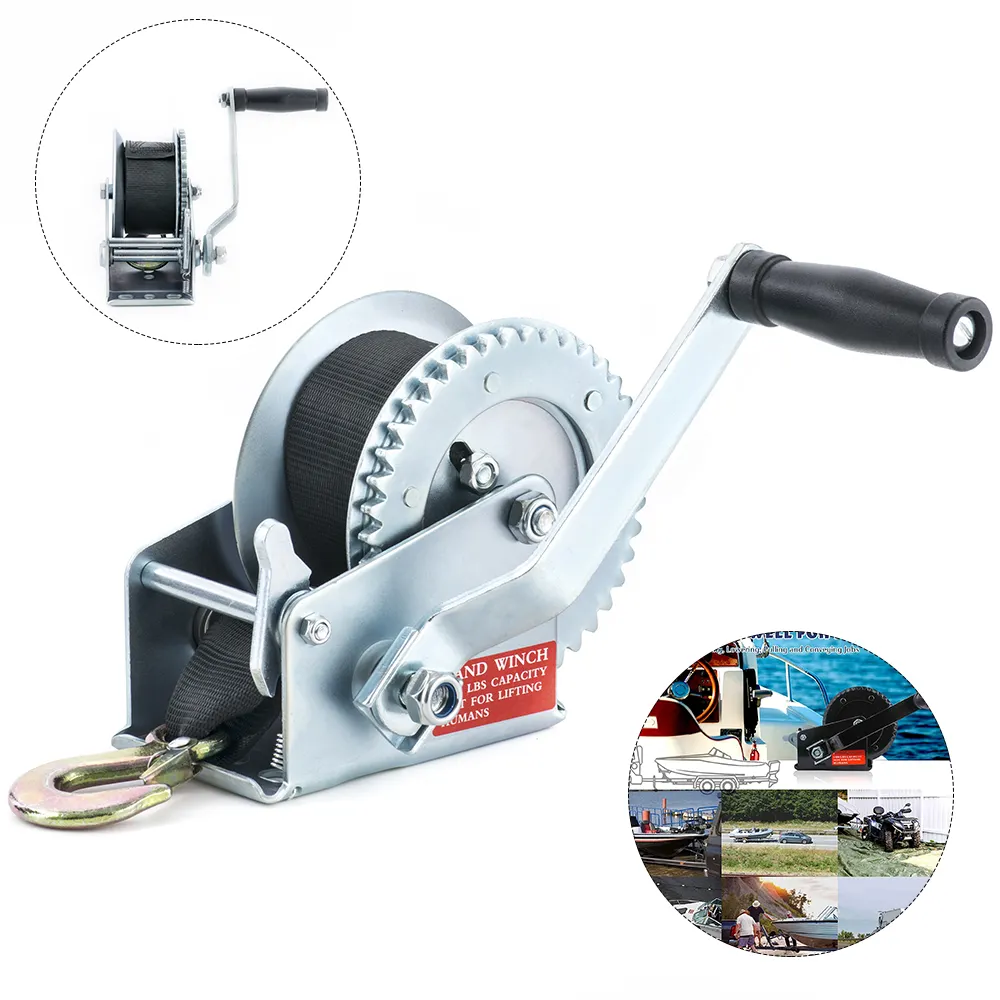 Heavy duty manual RV trailer boat winch with hook crank cable gear winch hand winch
