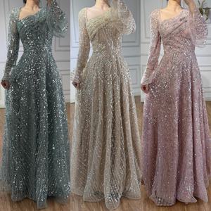 Serene Hill LA73177 Abito da Sera <span class=keywords><strong>Turchese</strong></span> a Maniche Lunghe con Perle e Decorazioni Elegante Vestito da Cerimonia per Donne - Product Image 3