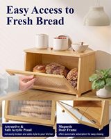 Bamboe brooddoos voor aanrechtblad, grote capaciteit organizer met magnetische acryldeur, multifunctionele opbergdoos