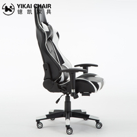 Chaise de bureau pivotante de gaming avec dossier haut inclinable à 180 degrés et mousse moulée pour usage domestique