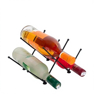 Porte-bouteilles à vin en métal moderne, design minimaliste pour 2 bouteilles, pour la décoration de la maison - Product Image 6