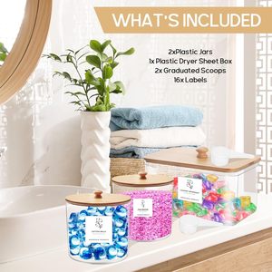 3 Pack Large <b>Plastic</b> Organizer Laundry Room Detergent Storage Organization and <b>Container</b> Jars with Lids - Product Image 4