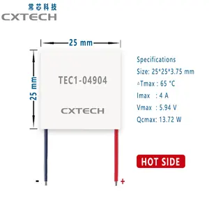 TEC1-04904 4A 25*25mm módulos termoelétricos de alta eficiência para copo pequeno refrigerador peltier semicondutores módulos TEC