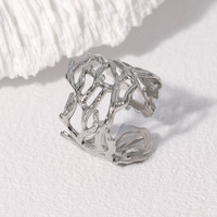 Minimalisti scher Edelstahl ring Schneller Versand 18 Karat Vergoldung Hohl Breitband Mode Ringe für Hochzeits schmuck