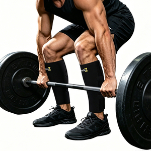 Parastinchi Fitness Rinforzati per Sollevamento Pesi e Squat, Manicotti per Gambe <span class=keywords><strong>in</strong></span> <span class=keywords><strong>Gomma</strong></span> a Compressione Regolabile - Product Image 1