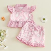 Ensemble chemise et short à manches pétales en coton pour bébé fille, tenue pour bébé tout-petit