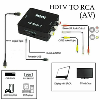 Convertisseur Mini HDMI vers AV 1080P, adaptateur HDMI vers RCA Composite CVBS, boîtier 3RCA NTSC PAL, alimenté par USB pour TV, projecteur, jeux rétro