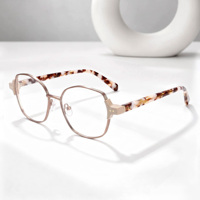 Gafas de Diseño Nueva Colección 2025, Gafas Ópticas Retro con Remaches, Acetato Carey y Metal Mixto, Monturas de Gafas Premium Unisex