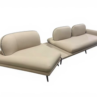 Ensemble de canapés modulaires en cuir PU beige - Canapé d'angle moderne de luxe avec pieds en acier inoxydable pour appartement ou hôtel