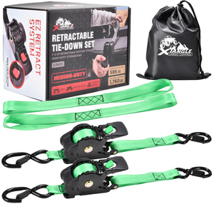 Paquete de 2 Correas de Amarre Retráctiles Automáticas de 1 x 10 pies y 1760 lb, Correas de Amarre Automáticas con Enrollamiento Automático para Motocicletas y Cuatrimotos - Product Image 1