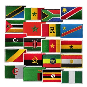 Parche de bandera bordado de todos los países de áfrica, gancho y etiqueta de bucle, brazalete, logo cosido en parches personalizados