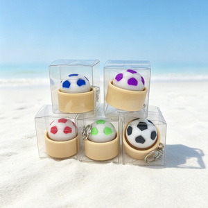 Llavero de PVC 3D de fútbol con diseño de dibujos animados para niños, colgante para coche, llavero deportivo de goma con luz y botón antiestrés, juguete. - Product Image 4