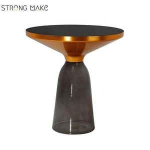 Luxury living room furniture riproduzione Classica Campana di <span class=keywords><strong>vetro</strong></span> Laterale Da Tavolo in <span class=keywords><strong>oro</strong></span> - Product Image 1