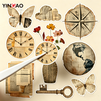 Ensemble de stickers découpés sur mesure en vinyle imperméable et écologique pour journal créatif, décoration DIY et scrapbooking, formes personnalisées