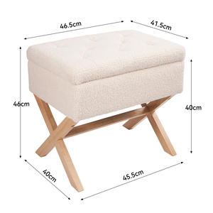 Cómodo Otomano Moderno de Terciopelo con Almacenamiento, Asiento Acolchado, Patas de Madera en Forma de X, Relleno de Esponja, Fácil Montaje, para Dormitorio o Entrada - Product Image 6