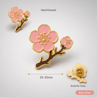 Broche Fleur de Prunier 3D en Émail Souple, Branche de Fleur Rose, Bijoux du Nouvel An Chinois, Vente en Gros, Épingles de Revers, Badges Métalliques Personnalisés