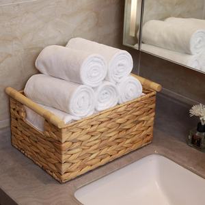 Cestas hechas a mano HUAYI con asas de madera, cestas rectangulares para uso doméstico, cestas de mimbre tejidas a mano para almacenamiento de jacinto de agua - Product Image 4