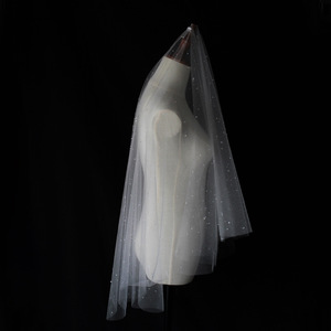 Brillant goutte d'eau haute transparence gaze <span class=keywords><strong>voile</strong></span> de mariée Double couche peigne à cheveux Photo chapeaux cristal voiles de mariage - Product Image 2