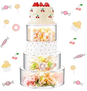 Dibei Modern Design Crystal Pendant Party Wedding Decoration Transparent Acrylic Cake Stand