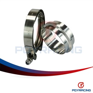 POYRACING Kit de colliers de fixation pour tuyau d'échappement en acier inoxydable, colliers mâles et femelles de 3,5 pouces, finition polie - Product Image 1