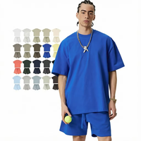T-shirt vierge 100% coton épais avec logo personnalisé, coupe oversize à épaules tombantes, style streetwear, vente en gros, 21 couleurs, tailles XS-XXL