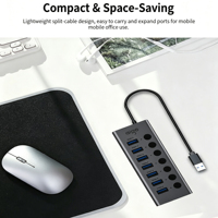 Hub d'extension de connectivité USB de bureau, répartiteur multiport USB 3.0 à 7 ports, Plug and Play pour équipement informatique domestique
