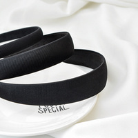 Serre-têtes en plastique recouverts de gros-grain noir de 1,5 cm, 2,5 cm, 3 cm, 4 cm pour accessoires capillaires faits main DIY, bases de cheveux unies, cerceaux à cheveux