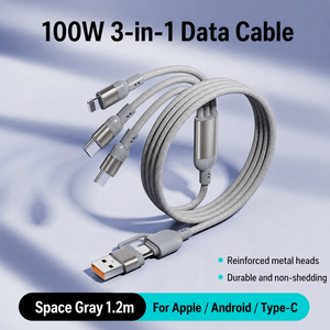 Cable USB C 3 en 1 de Nylon SUNGUY, Cable de Datos USB C de Carga Rápida PD de 100W para Teléfono Móvil y Portátil - Product Image 4