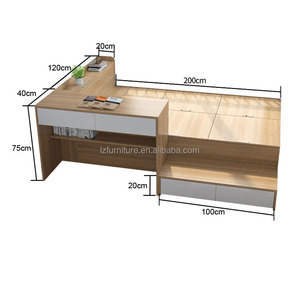 Custom Economical Compact Studio Apartment Furniture Set Durable Wooden Tatami Bed with Flip-Top <b>Storage</b> Wardrobe Desk & Drawers - Product Image 3