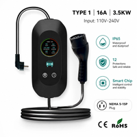 Chargeur EV portable de niveau 2, chargeur EV portable AC Mode 2 avec écran, Type 1, 3,5 kW, 16 A, monophasé, chargeur EV de niveau 2, Type 1