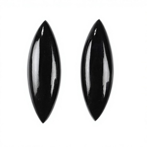 Cuarzo Negro Natural Pulido de Alta Calidad, 10x35mm, Forma de Marquesa Lisa, Cabujón de Base Plana, Gema Suelta Calibrada, Certificado por Terceros - Product Image 1