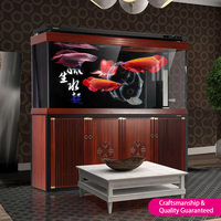 Aquarium JSD100 de 100 gallons pour Arowana, avec fond en verre ultra-transparent, filtre intégré, meuble en bois pour salon, idéal pour la maison.