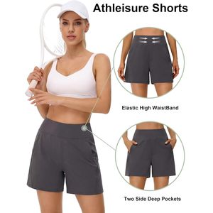 Pantalones Cortos Deportivos para Mujer FOXA, Cintura Alta con Bolsillos, Secado Rápido, para Gimnasio, Correr, Senderismo, Atletismo, Casual, Estilo Bermuda - Product Image 4