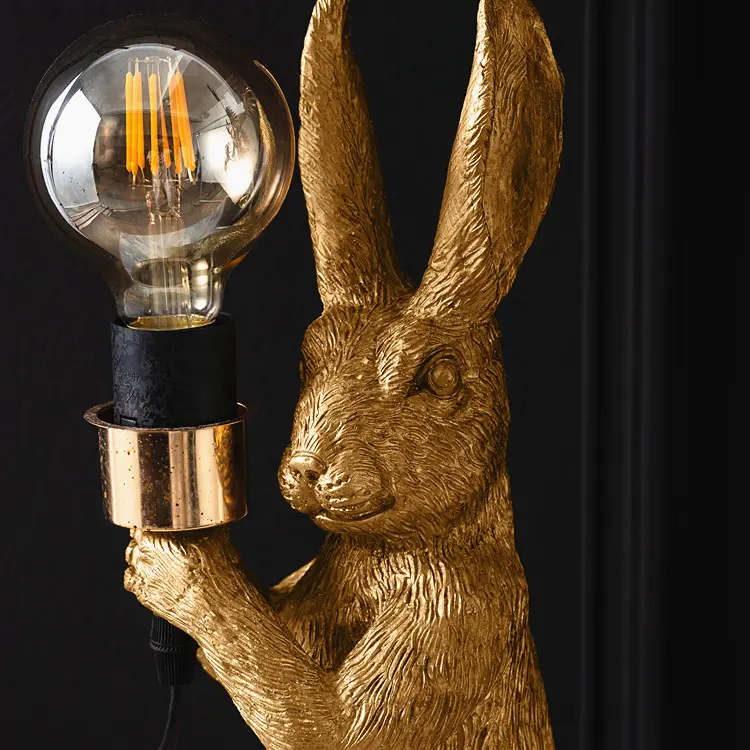 Geschenk Wohnzimmer dekorative niedliche kreative Schreibtisch Licht moderne Gold Tisch lampe Harz Kaninchen Tier lampe
