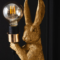 Lampe de table moderne en résine en forme de lapin, or, pour salon, décoration créative et mignonne