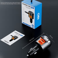 Nouveau Chargeur Voiture Rétractable IBD 60W Charge Rapide 3 en 1 USB 2 Type C QC30W PD30W Chargeur Téléphone Voiture pour iPhone Tablette